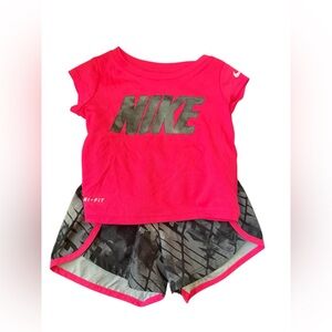 Nike Kids Bright Pink and Gray Tee Set
